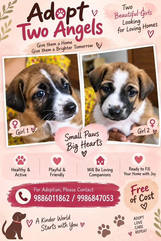 Two Angels – Girl 1 & Girl 2 - Indian Pariah Dog (Indie) available for adoption